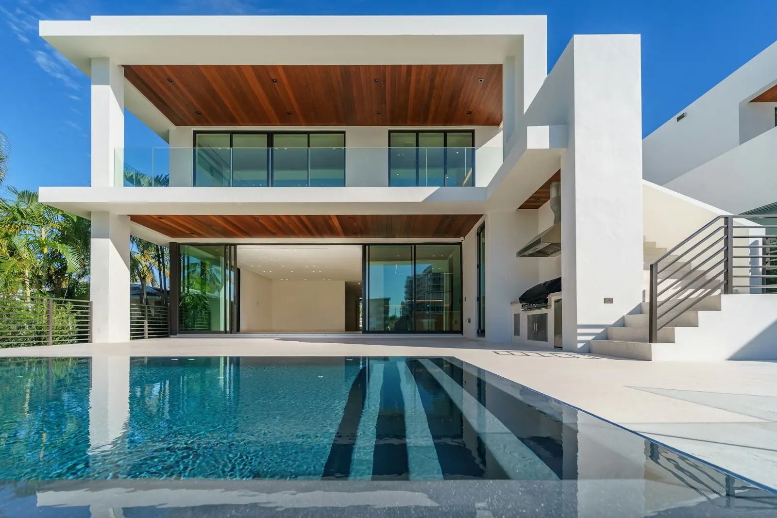 Modern home with a pool terrace